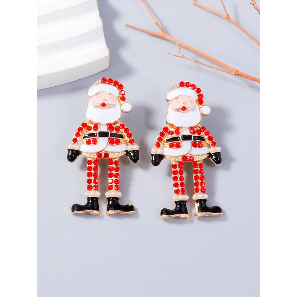 Alloy Rhinestone Santa Earrings