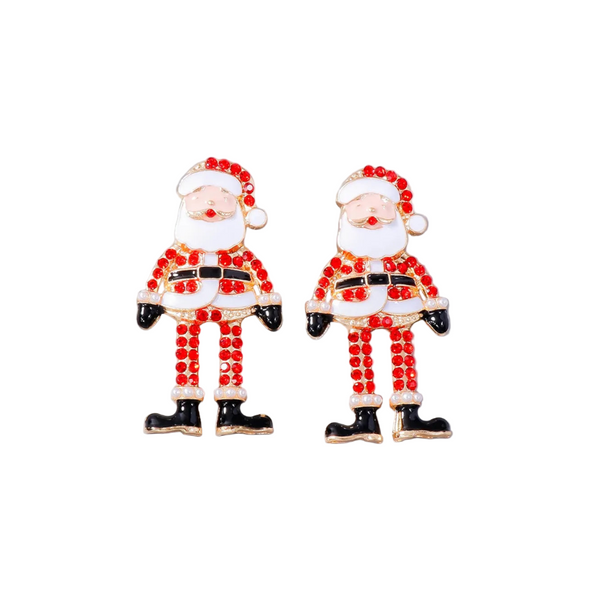 Alloy Rhinestone Santa Earrings