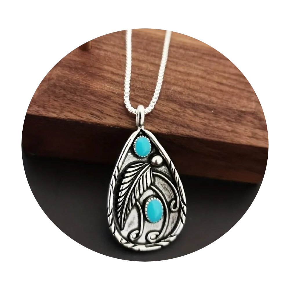 Alloy Artificial Turquoise Teardrop Pendant Necklace Necklaces & Pendants