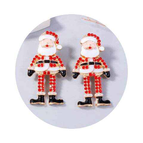 Veile Studios Alloy Rhinestone Santa Earrings