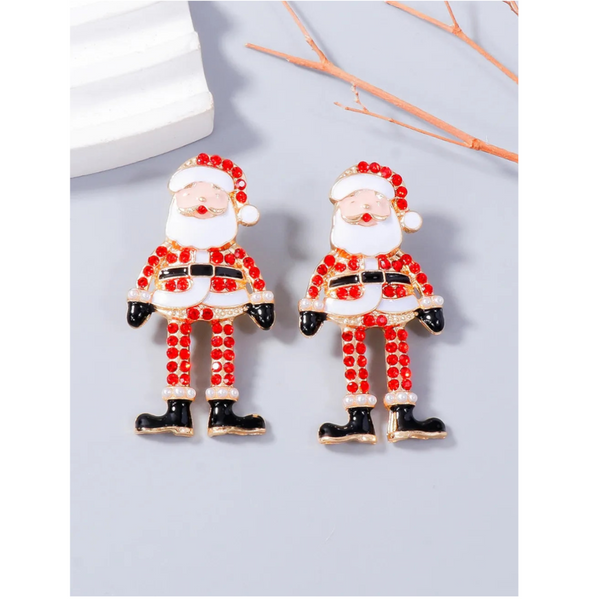 Veile Studios Alloy Rhinestone Santa Earrings