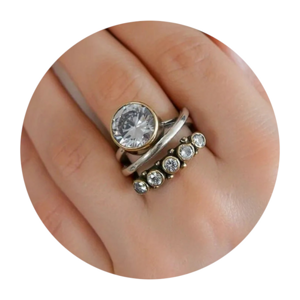 Alloy Three Layered Open Ring Rings
