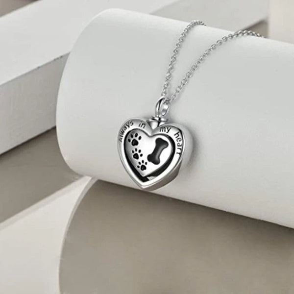 Veile Studios Always In My Heart Pet Paw Dog Bone Cremation Urn Necklace For Ashes Necklaces & Pendants