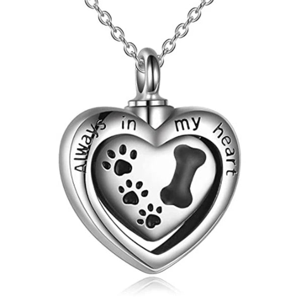 Veile Studios Always In My Heart Pet Paw Dog Bone Cremation Urn Necklace For Ashes Necklaces & Pendants