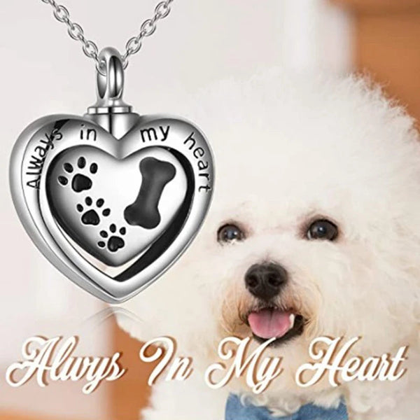 Veile Studios Always In My Heart Pet Paw Dog Bone Cremation Urn Necklace For Ashes Necklaces & Pendants