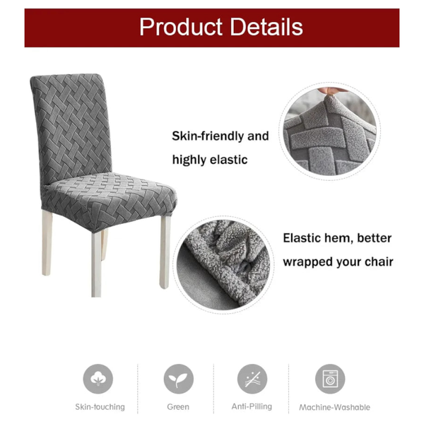 Chair Cover Light Grey Floral Design Anti Dirt Elastic Material For Dining Room Kitchen Wedding Hotel Banquet Restaurant Slipcovers