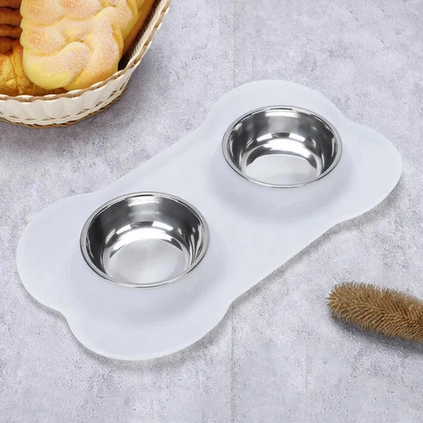 Dog Bowls Antislip Silicone Mat Stainless Steel Water Food Feeder Pet Feeding Drinking Bowls For Dogs Cats
