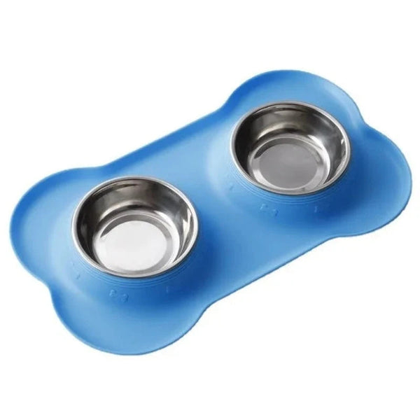 Dog Bowls Antislip Silicone Mat Stainless Steel Water Food Feeder Pet Feeding Drinking Bowls For Dogs Cats