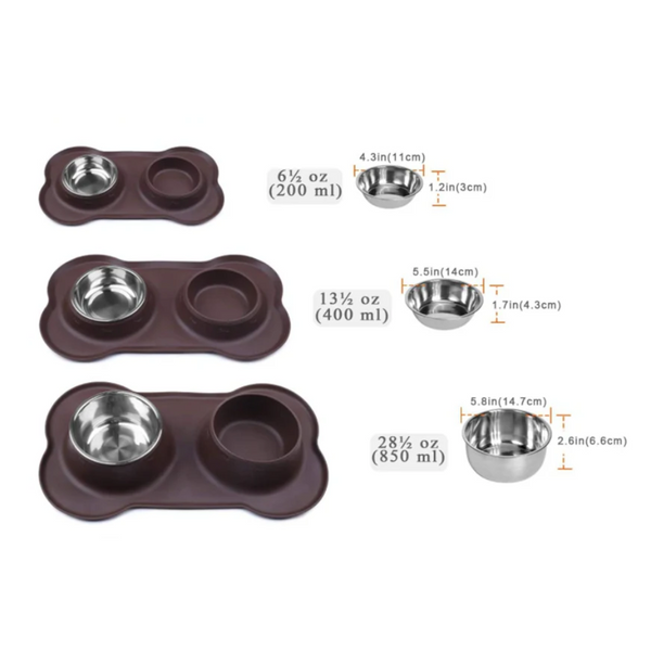 Dog Bowls Antislip Silicone Mat Stainless Steel Water Food Feeder Pet Feeding Drinking Bowls For Dogs Cats