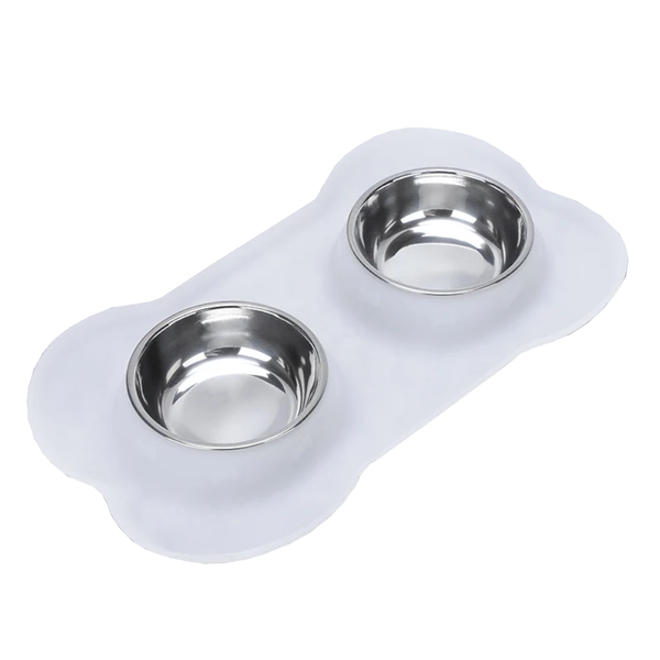Dog Bowls Antislip Silicone Mat Stainless Steel Water Food Feeder Pet Feeding Drinking Bowls For Dogs Cats