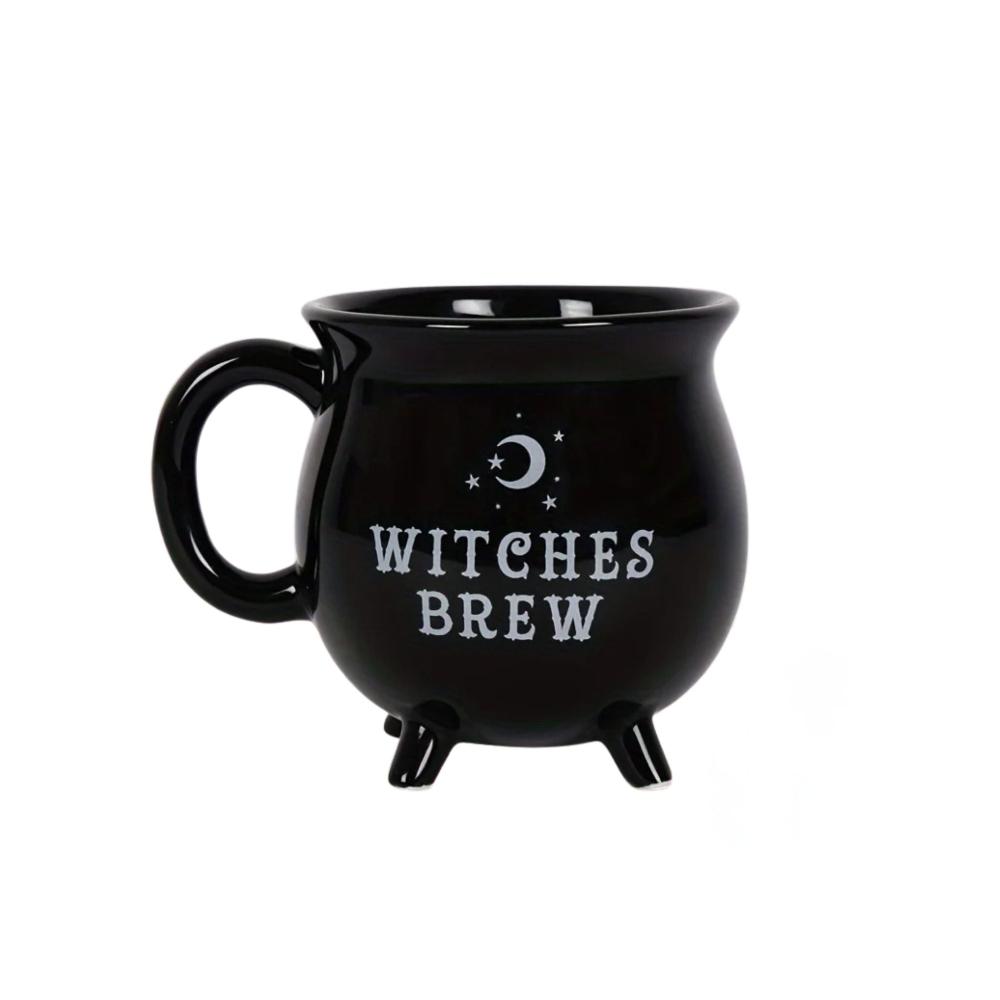Ceramic Coffee Mug With Black Witches Brew Print For Kitchen Office Use Mugs