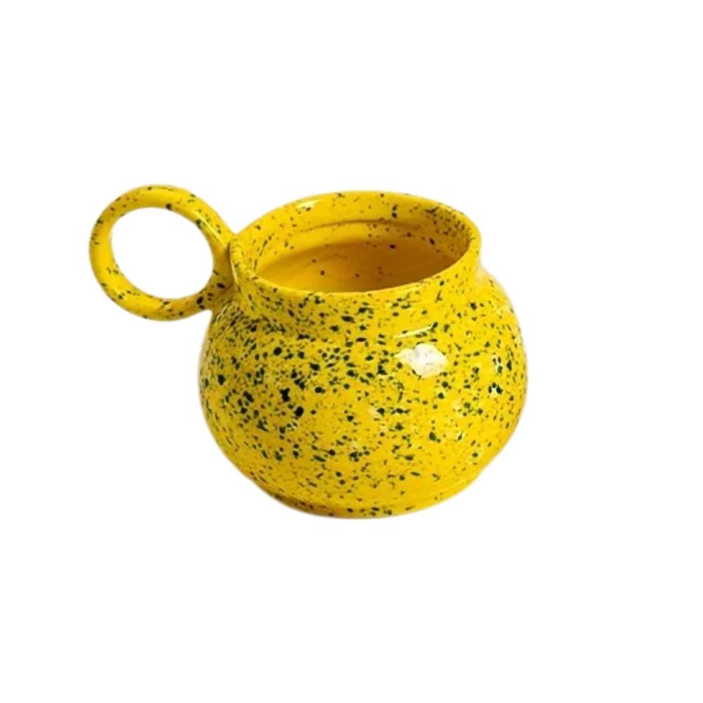 Ceramic Coffee Mug Yellow With Handle Ink Design Drinkware For Kitchen Office Mugs