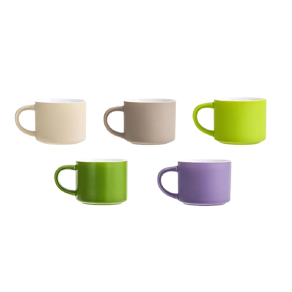 Ceramic Coffee Mug Multicolor Set Of Five Round Non Slip Drinkware Mugs