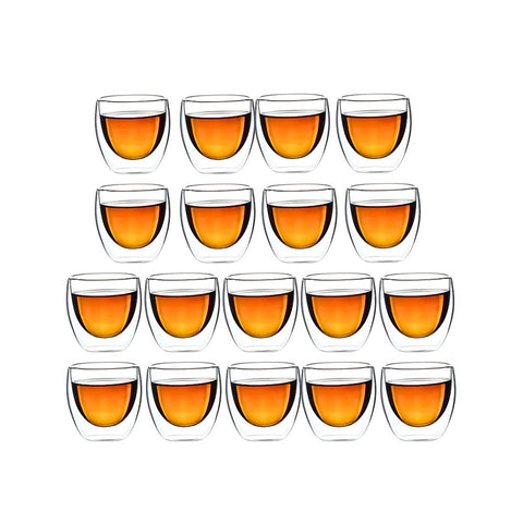 Tea Cups Set Of 18 Insulated Espresso Double Wall Shot Glass Drinkware Cups & Saucers