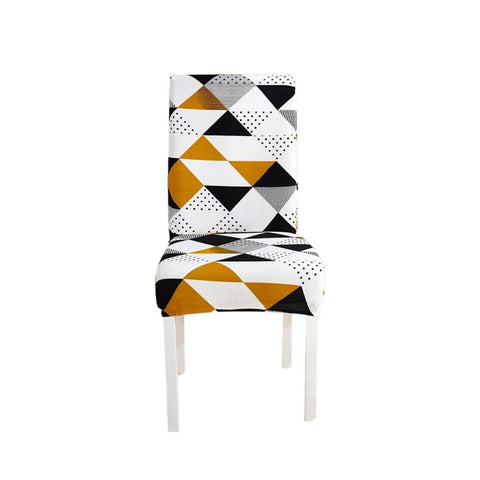 Tricolor Geometric Design Elastic Slipcover Chair Cover For Dining Decor Slipcovers