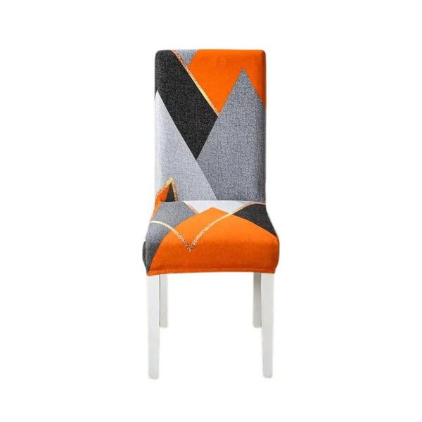 Chair Cover Orange Gray Geometric Design Elastic Slipcover For Dining Decor Slipcovers