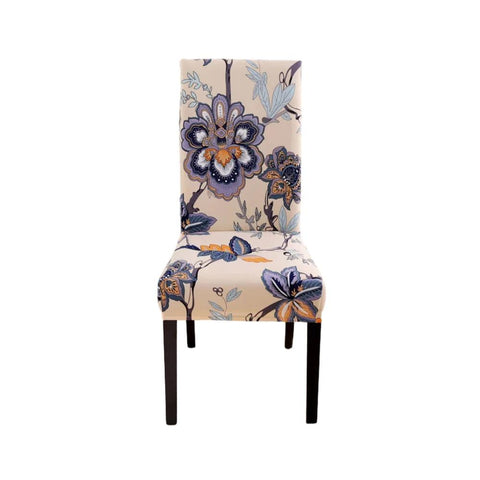 Beige Floral Print Elastic Slipcover Chair Cover For Dining Decor Slipcovers