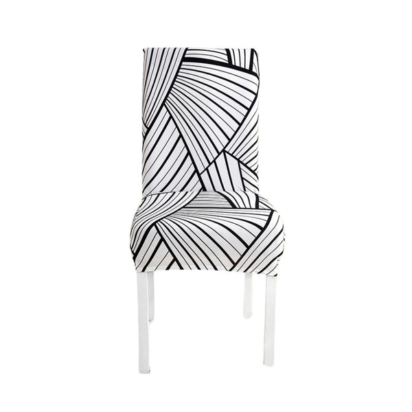 Chair Cover White With 3D Stripe Pattern Elastic Slipcover For Dining Decor Slipcovers