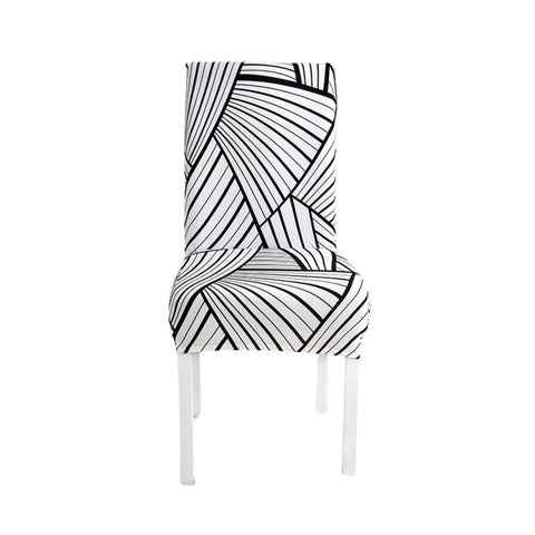 Chair Cover White With 3D Stripe Pattern Elastic Slipcover For Dining Decor Slipcovers