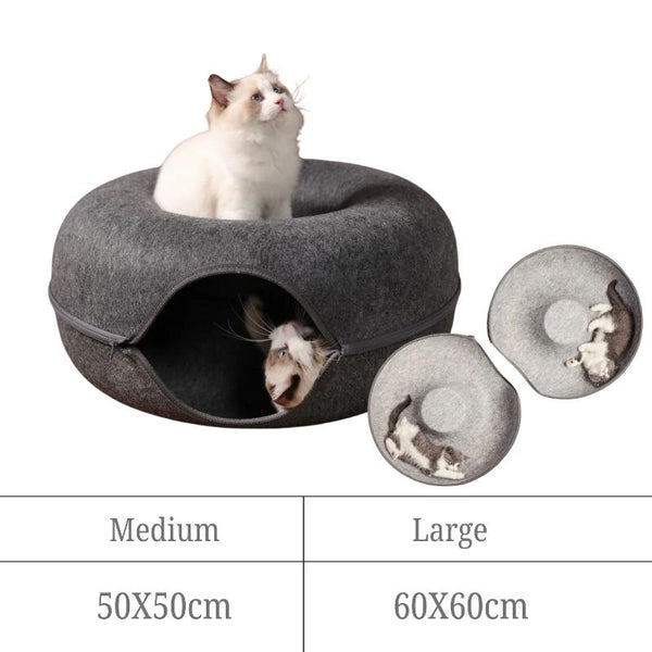 Pet Bed Grey Cat Tunnel Dual Use Indoor Kitten Toys Pet Beds