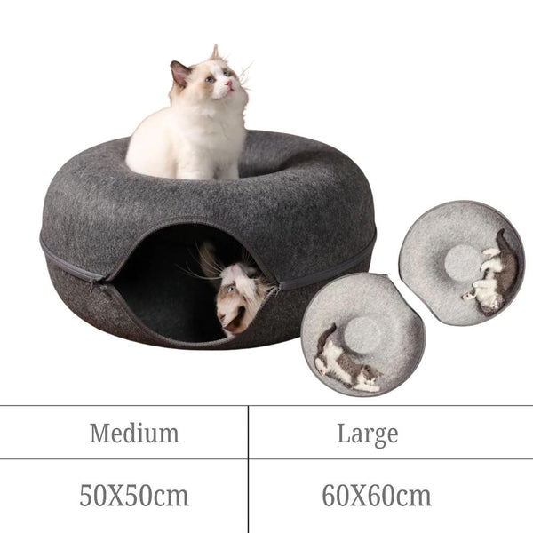 Pet Bed Dark Grey Cat Tunnel Dual Use Indoor Kitten Toys Pet Beds