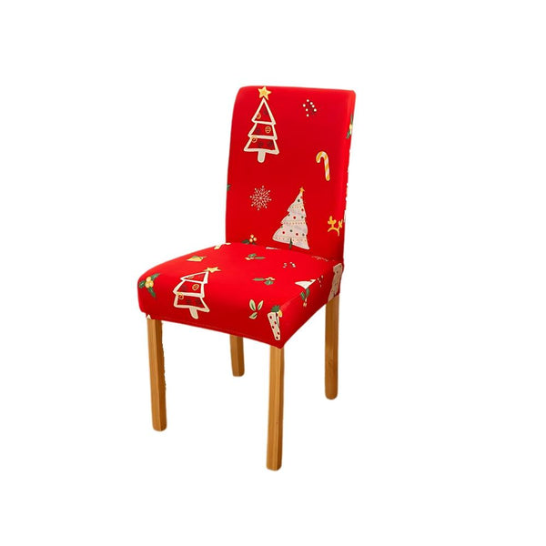 Chair Cover Red Christmas Tree Print Elastic Slipcover Dining Decor Furniture Slipcovers