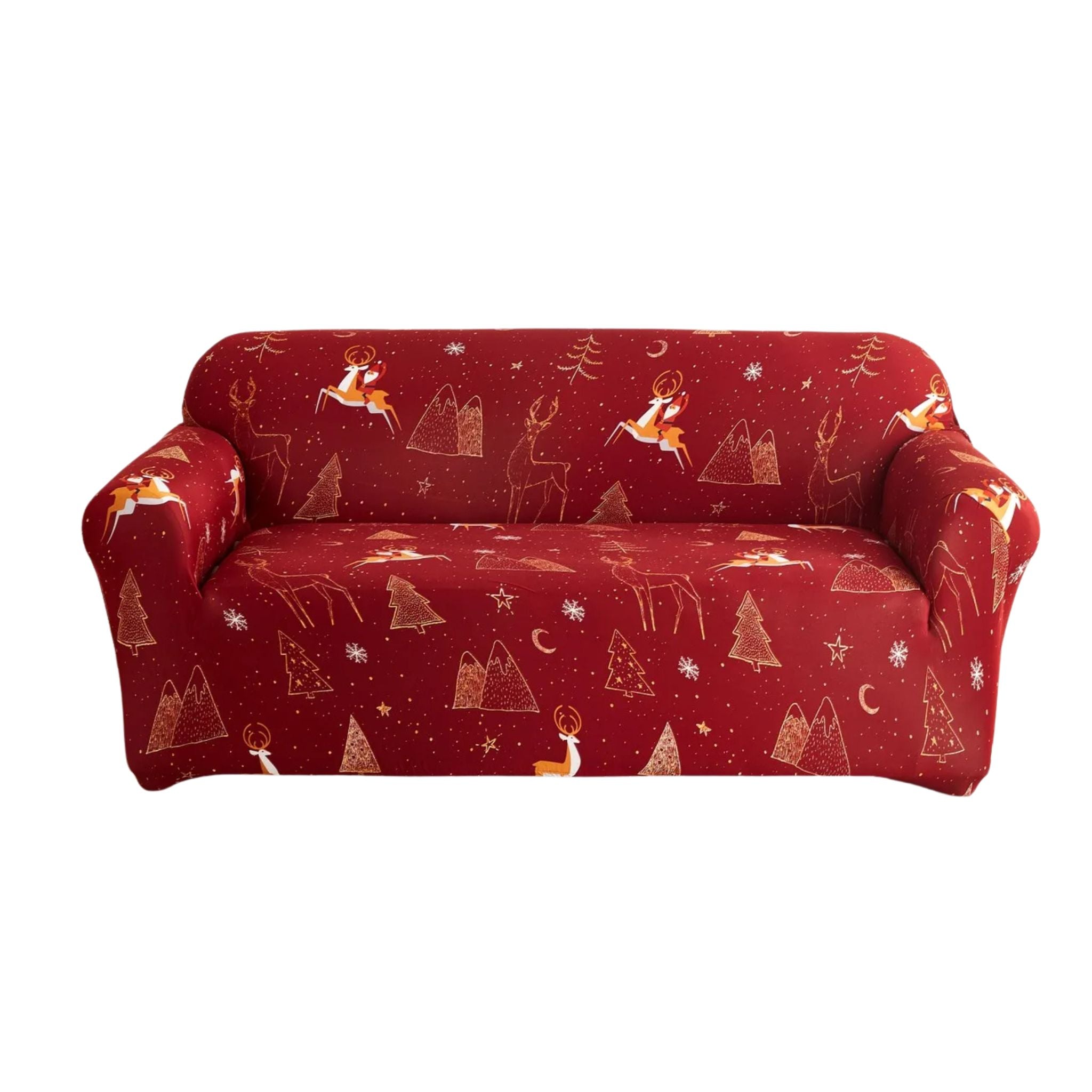 Sofa Cover Maroon Christmas Design Non Slip Stretchable Slipcover For Furniture Slipcovers
