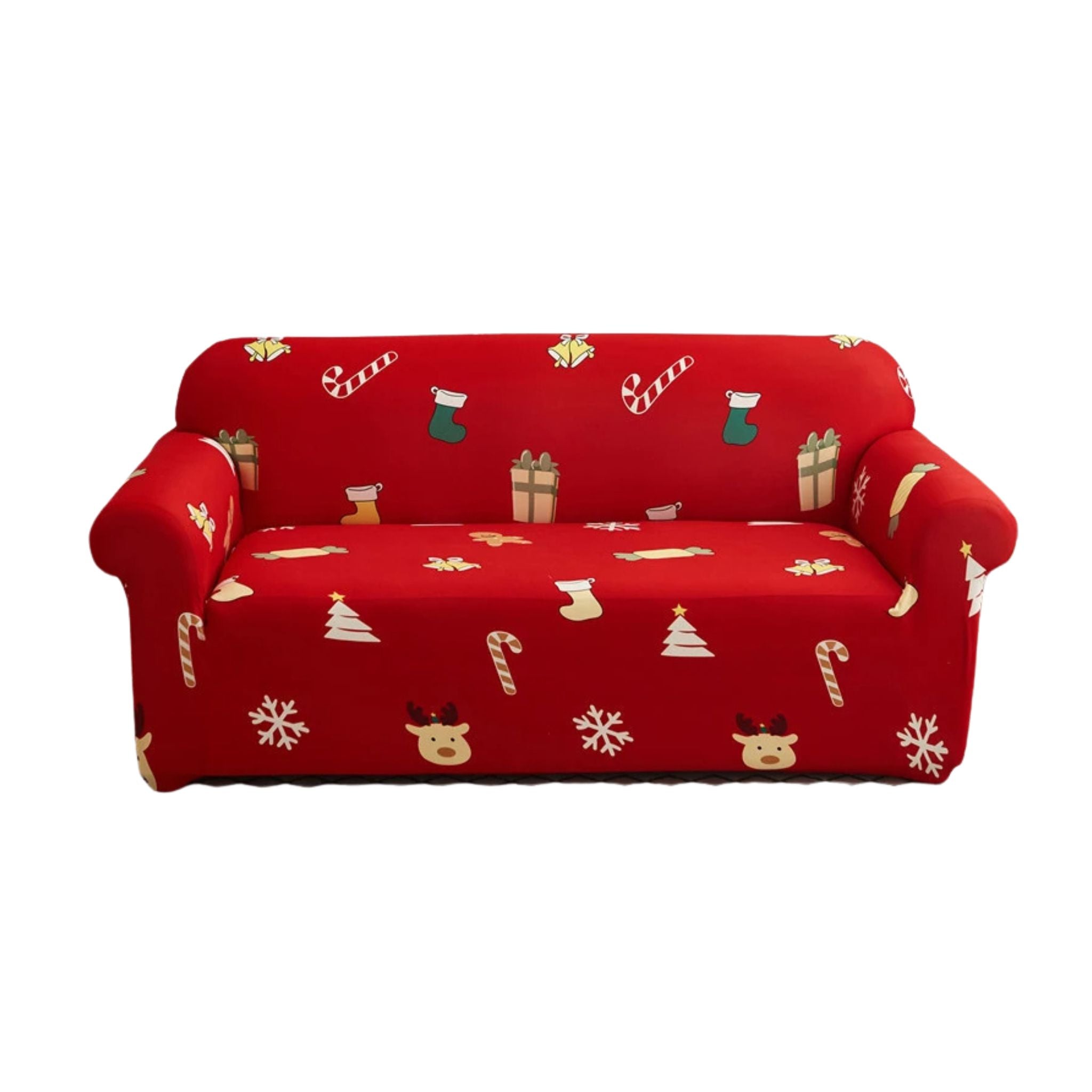 Sofa Cover Red Christmas Tree Snowflakes Design Non Slip Stretchable Slipcover Slipcovers