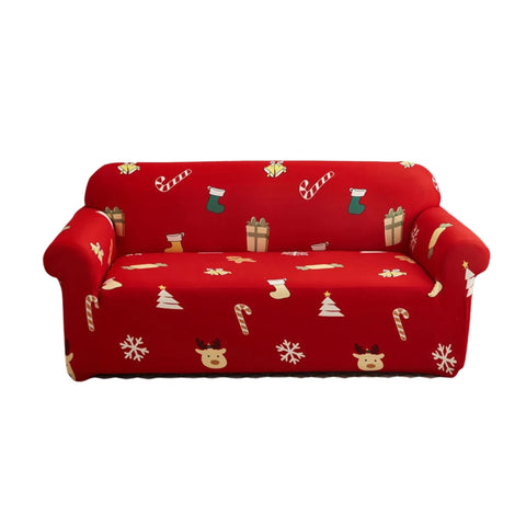 Sofa Cover Red Christmas Tree Snowflakes Design Non Slip Stretchable Slipcover Slipcovers