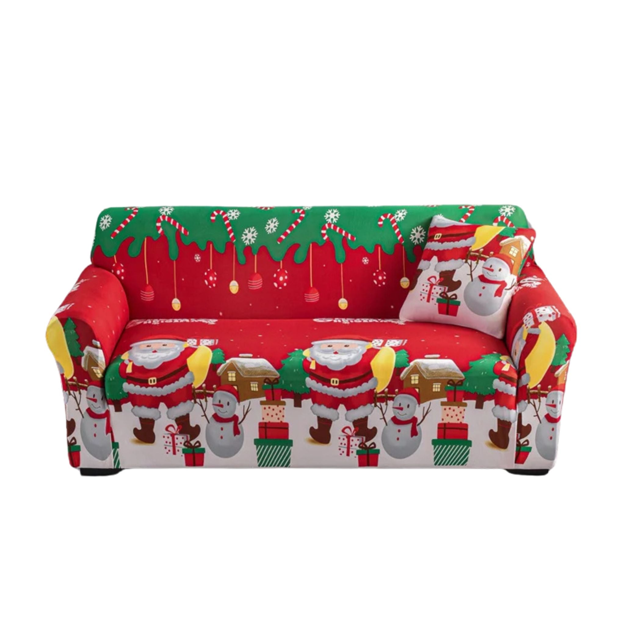 Sofa Cover Red Green Christmas Santa Design Non Slip Stretchable Slipcover Slipcovers