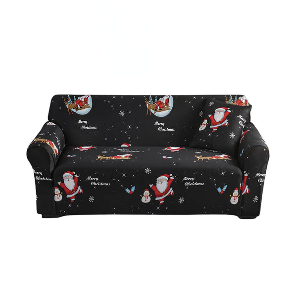 Sofa Cover Black Christmas Santa Claus Design Non Slip Stretchable Slipcover For Furniture Slipcovers