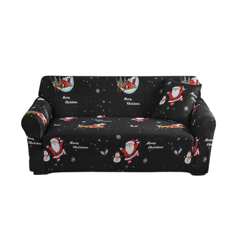 Sofa Cover Black Christmas Santa Claus Design Non Slip Stretchable Slipcover For Furniture Slipcovers