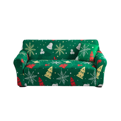 Sofa Cover Green Christmas Tree Bell Design Non Slip Stretchable Slipcover Slipcovers