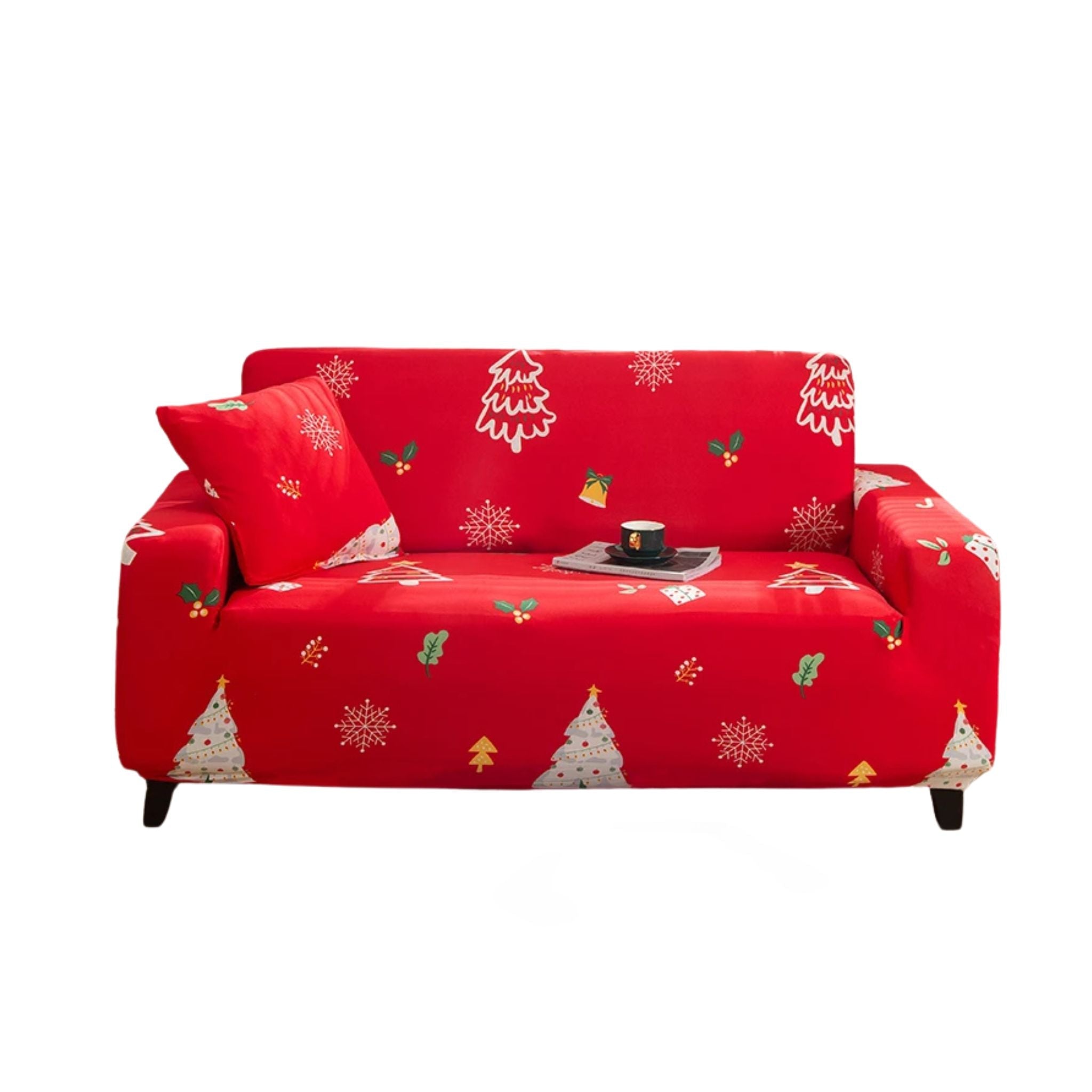 Sofa Cover Red Christmas Tree Design Non Slip Stretchable Slipcover For Furniture Slipcovers