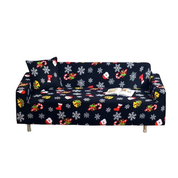 Sofa Cover Black Christmas Snowflakes Design Non Slip Stretchable Slipcover Garden Furniture Slipcovers
