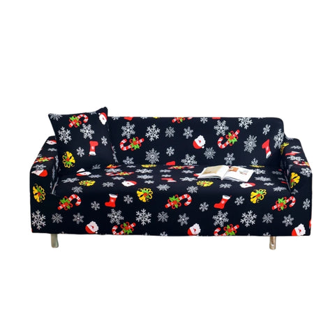 Sofa Cover Black Christmas Snowflakes Design Non Slip Stretchable Slipcover Garden Furniture Slipcovers