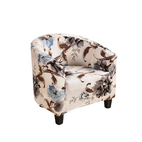 Sofa Cover Beige Floral Print Dust Proof Chair Tub Slipcover Decor Slipcovers