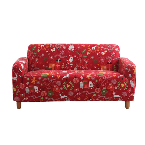 Sofa Cover Red Festive Christmas Design Stretchable Non Slip Slipcover For Furniture Slipcovers