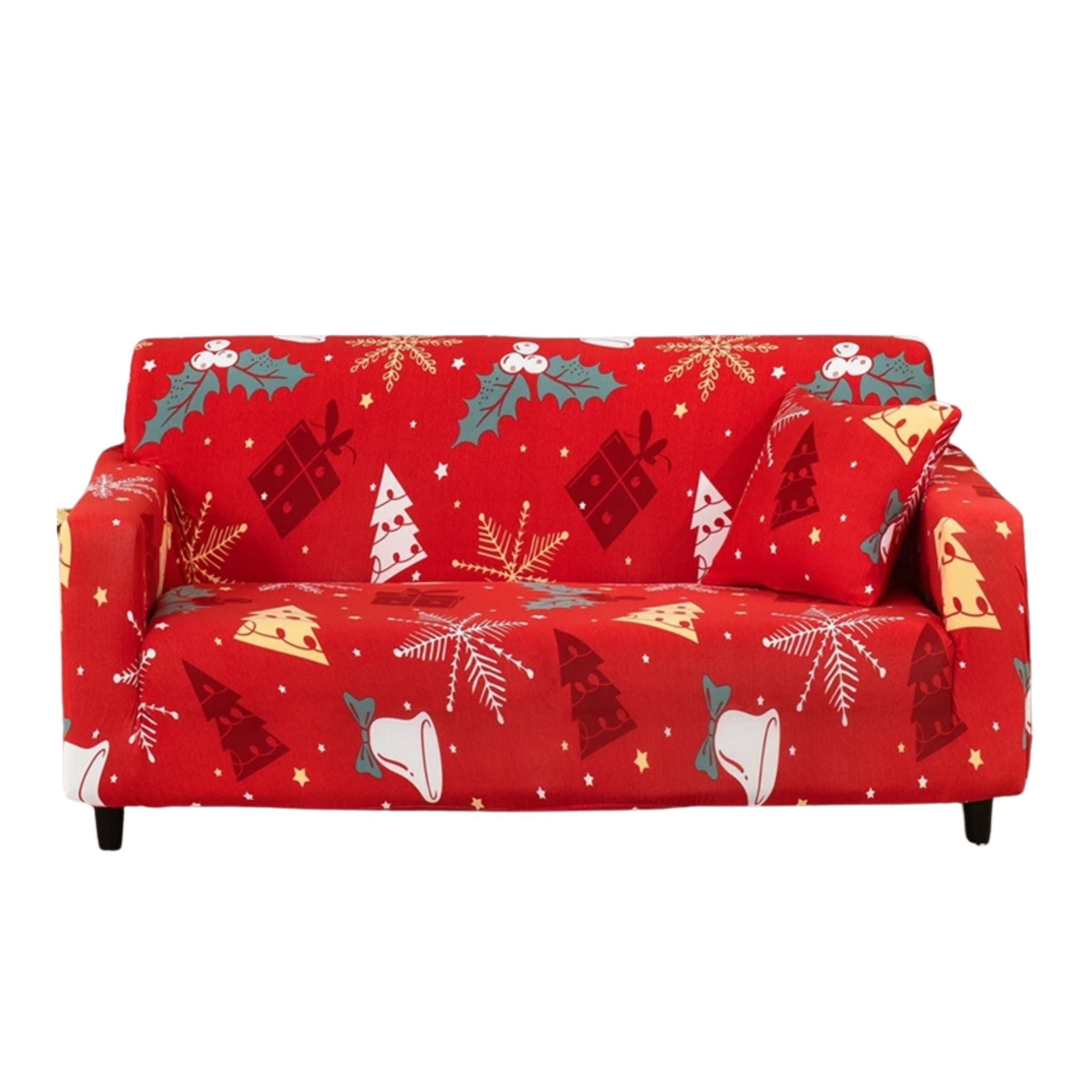 Sofa Cover Red Christmas Tree Gift Box Design Stretchable Non Slip Slipcover Slipcovers