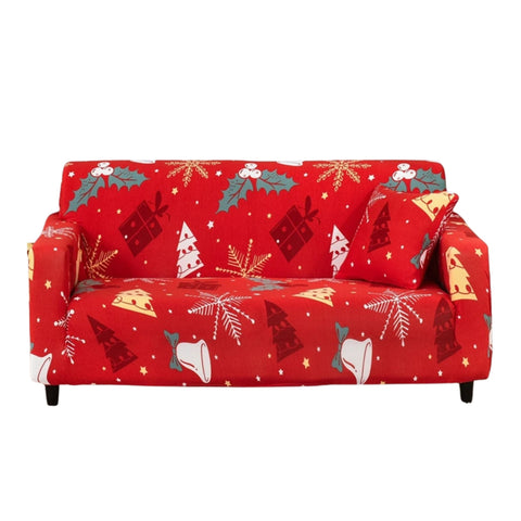 Sofa Cover Red Christmas Tree Gift Box Design Stretchable Non Slip Slipcover Slipcovers