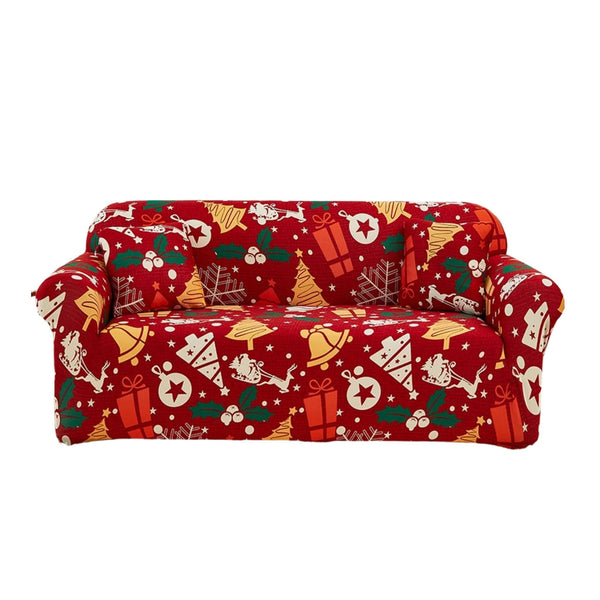 Sofa Cover Red Mix Christmas Print Design Stretchable Non Slip Slipcover Slipcovers