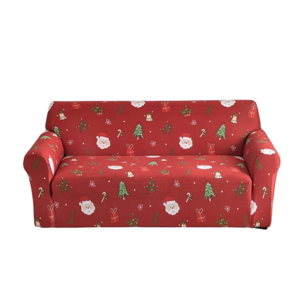 Sofa Cover Red Christmas Tree Santa Claus Design Stretchable Non Slip Slipcover Slipcovers