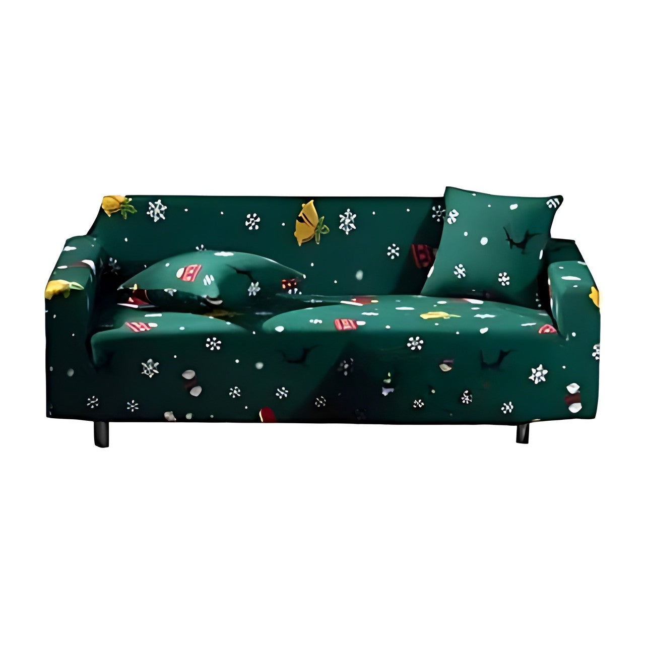 Sofa Cover Green Christmas Snowflakes Design Stretchable Non Slip Slipcover Slipcovers