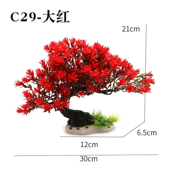 Aquarium Ornaments Simulation Plants Fish Tank Landscaping Decorations Plastic Water Flowers Trees Rocks Accessories Aquariums