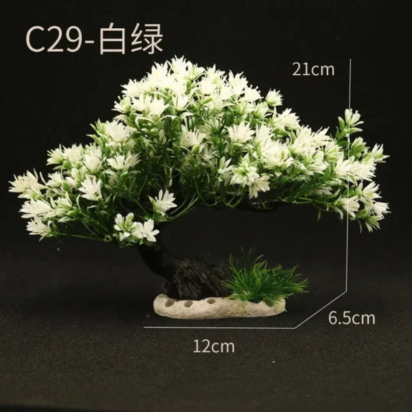 Aquarium Ornaments Simulation Plants Fish Tank Landscaping Decorations Plastic Water Flowers Trees Rocks Accessories Aquariums
