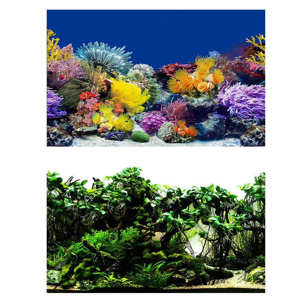 Aquarium Background Fish Tank Wallpaper Double Sided Decoration Sticker Paper H 40Cmx62cm Aquariums