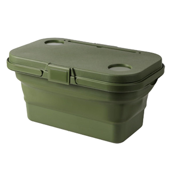 Elosung Army Green Foldable Outdoor Picnic Basket With Lid And Tabletop Camping Storage Box Car Friendly Organizer Laundry Baskets & Hampers