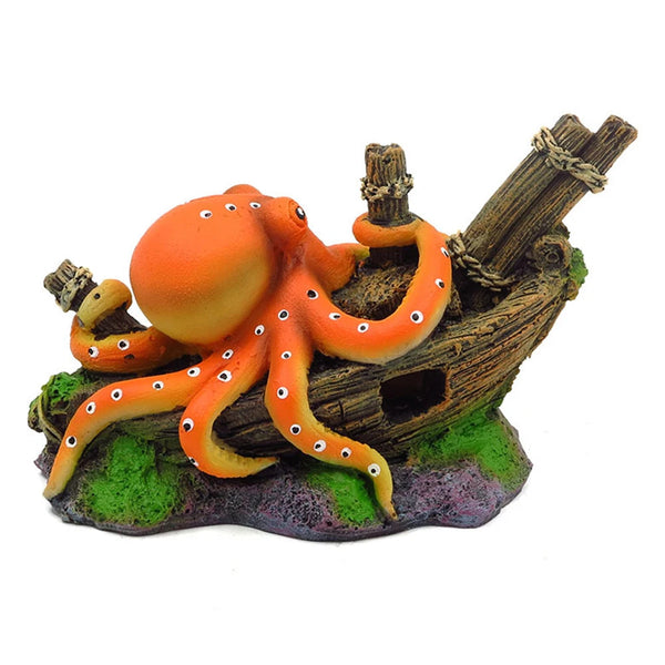 Artificial Sink Boat Octopus Aquarium Decoration Ornaments For Fish Tanks Aquariums