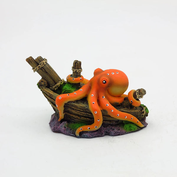 Artificial Sink Boat Octopus Aquarium Decoration Ornaments For Fish Tanks Aquariums