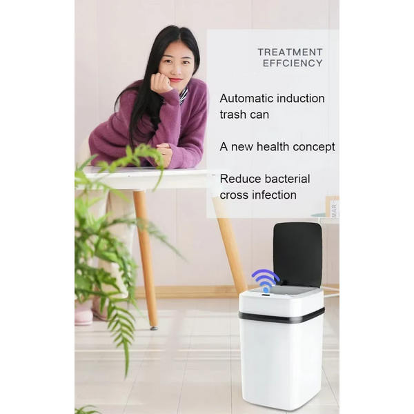 Automatic Sensor Trash Can Smart Touchless White Kitchen Bathroom Waterproof 13L Electric Garbage With Lid Rubbish Bins